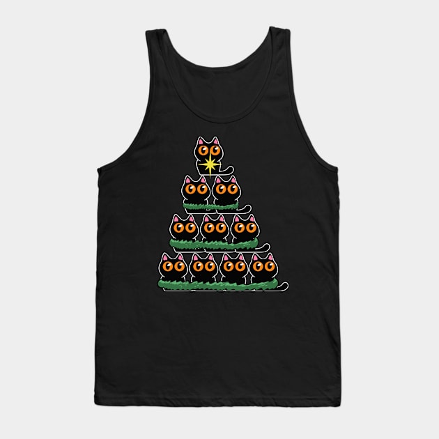 Merry Christmas Black Cats And Kittens Xmas Tree Gift Tank Top by YouareweirdIlikeyou